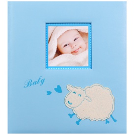 Detský fotoalbum na rožky BABY SHEEP modrý