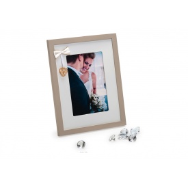 Svadobný drevený fotorámik s aplikáciou WEDDING PORTRAIT 10x15 biely