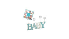 Drevený detský fotorámik-fotoclip BABY CLIP modrý